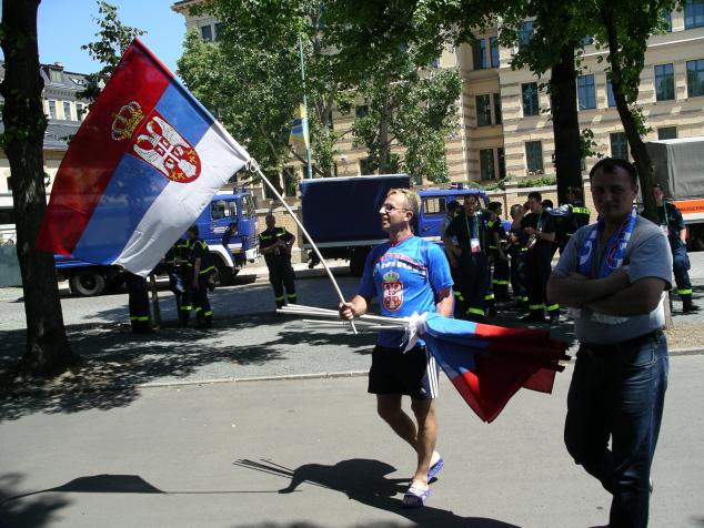 serbs outside the stadium